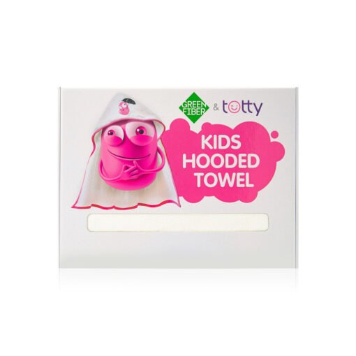 منشفة أطفال بطربوش بيضاء مع حواف ورديةTotty corner baby towel, white with pink edge